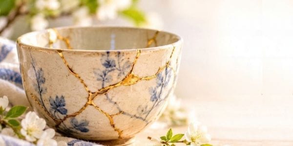 Things that hurt us - a kintsugi bowl - gold-mended pottery represents healing