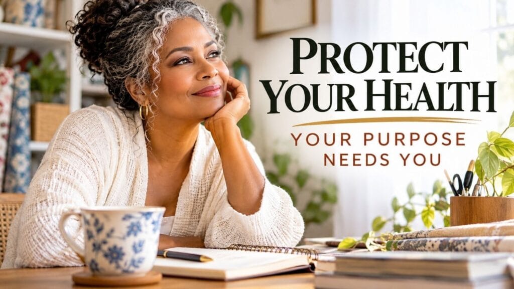 Self-care and purpose woman smiling at desk